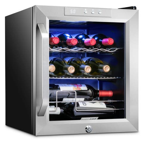 12 Bottle Compressor Wine Refrigerator, Cube Wine Cooler with Lock