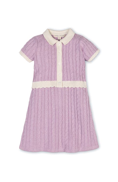 Kids' Organic Short Sleeve Collared Button Front Sweater Dress (Toddler, Little Kid and Big Kid)