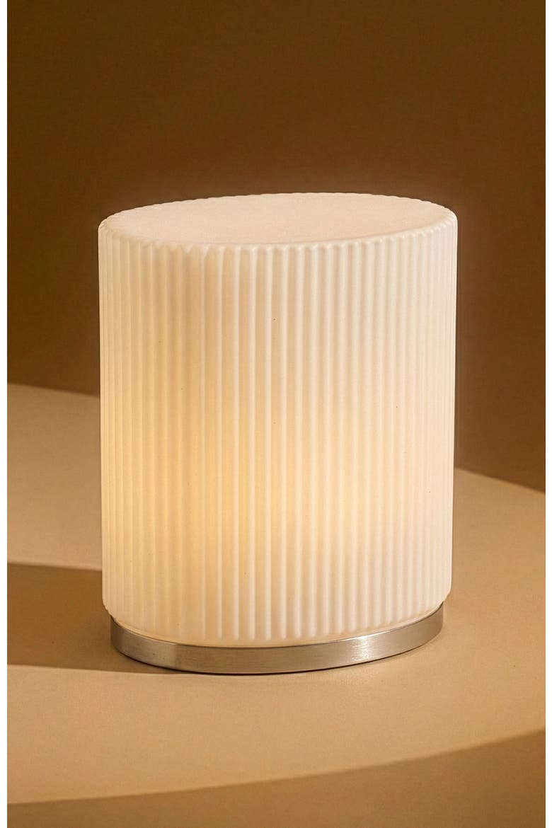 Lumi 7" Cream Matte Glass Dimmable LED Table Lamp with Oval Metal Base, Alternate, color, Cream