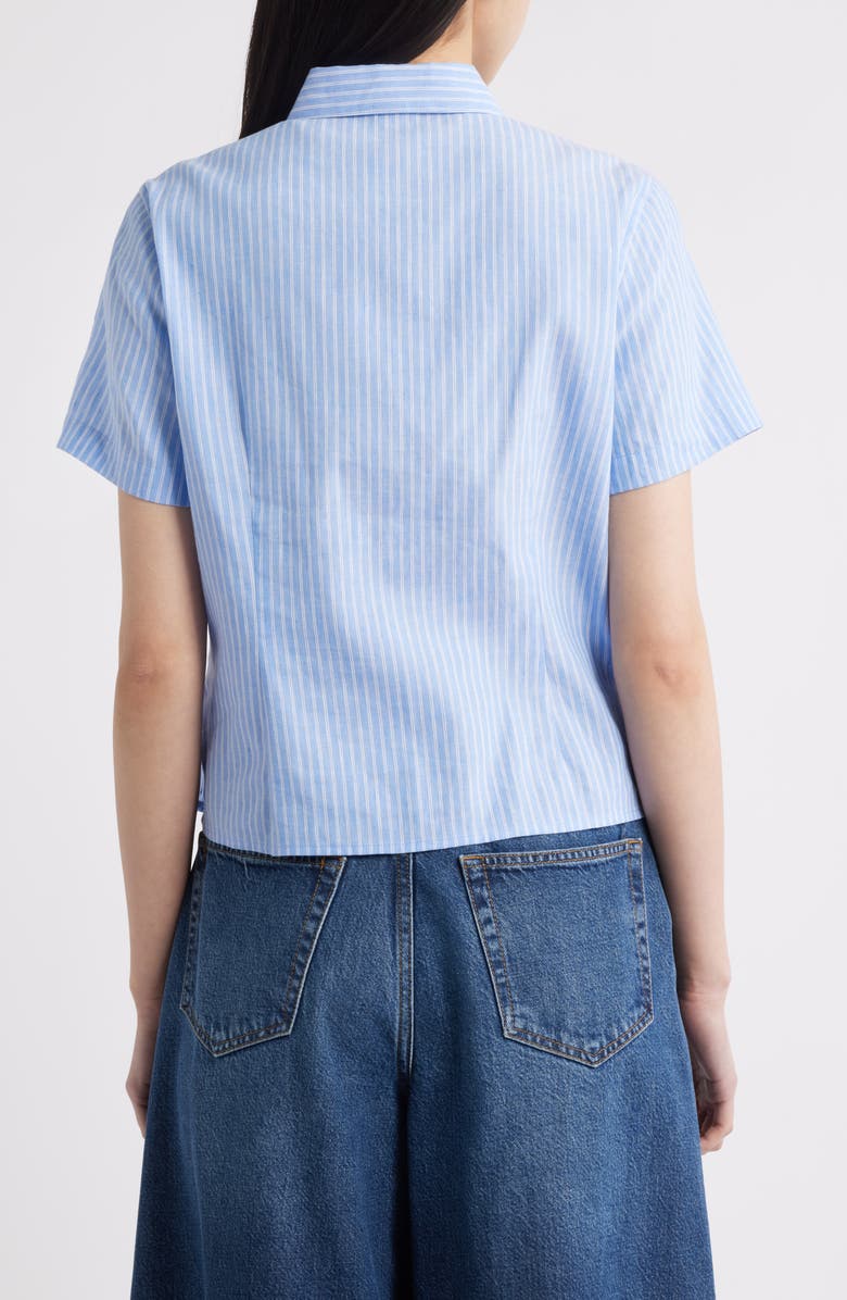 FRAME The Seaside Short Sleeve Linen & Cotton Button-Up Shirt, Alternate, color, Oxford Blue Multi