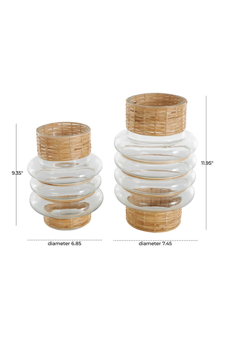 Glass & Rattan Set of 2 Vase Set, Alternate, color, CLEAR