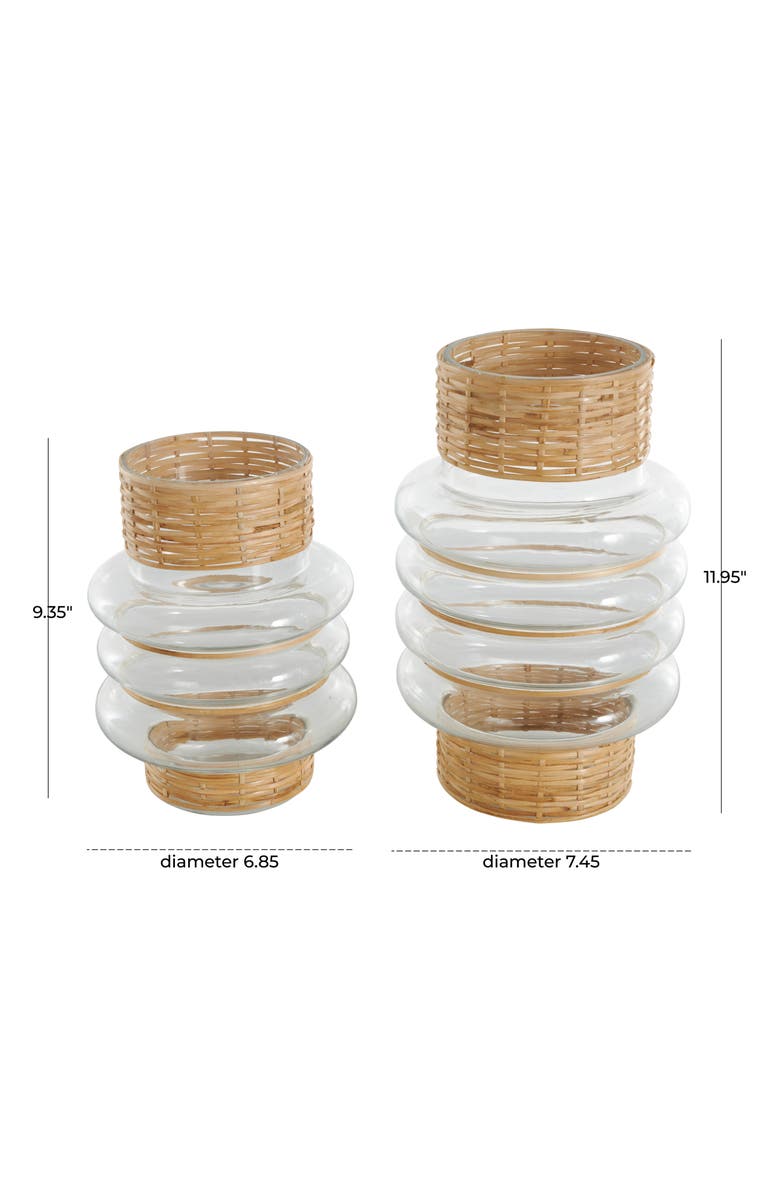 GINGER BIRCH STUDIO Glass & Rattan Set of 2 Vase Set, Alternate, color, Clear