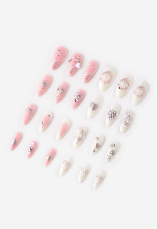 Never Have I Ever Hearts Of Pearls Almond Press On Nails In Pink