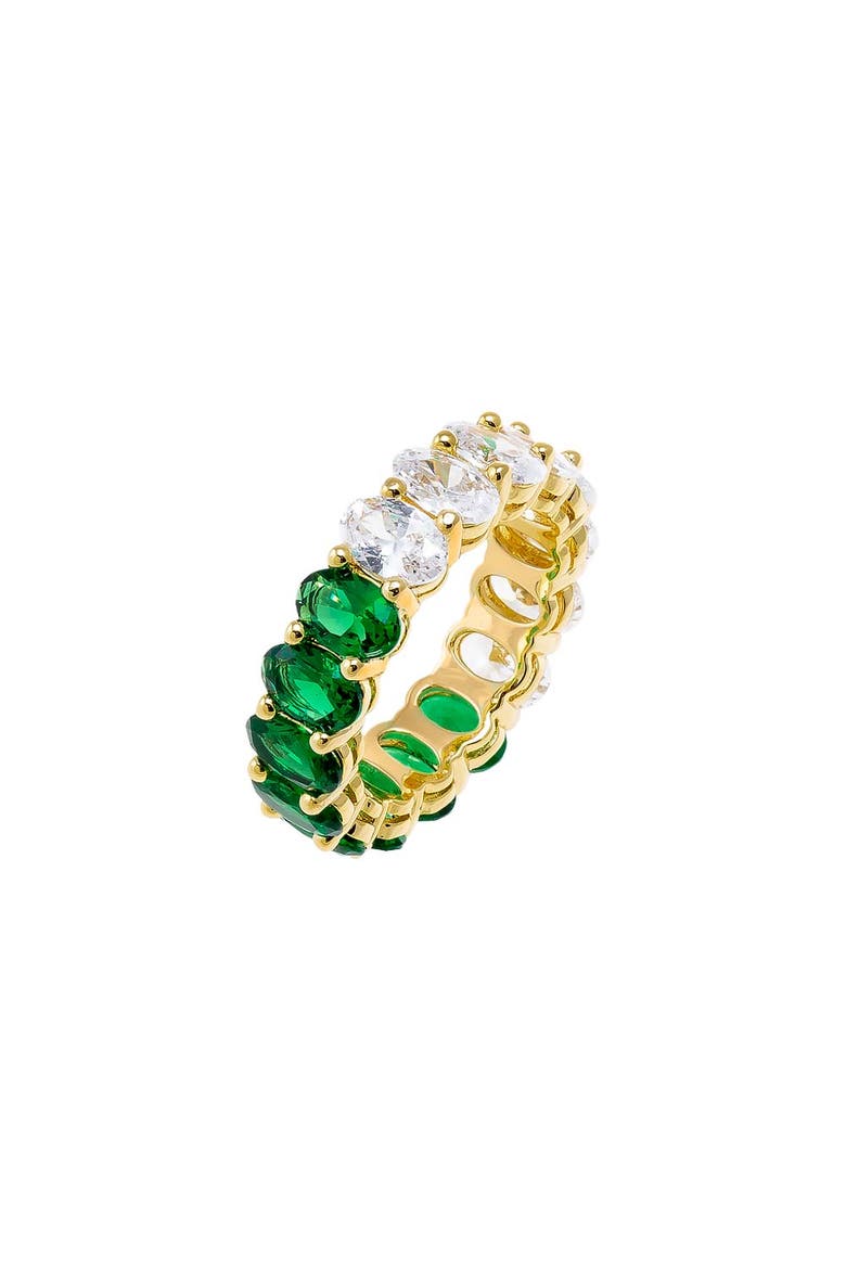 Colored Oval CZ Half Half Eternity Band, Main, color, Emerald Green