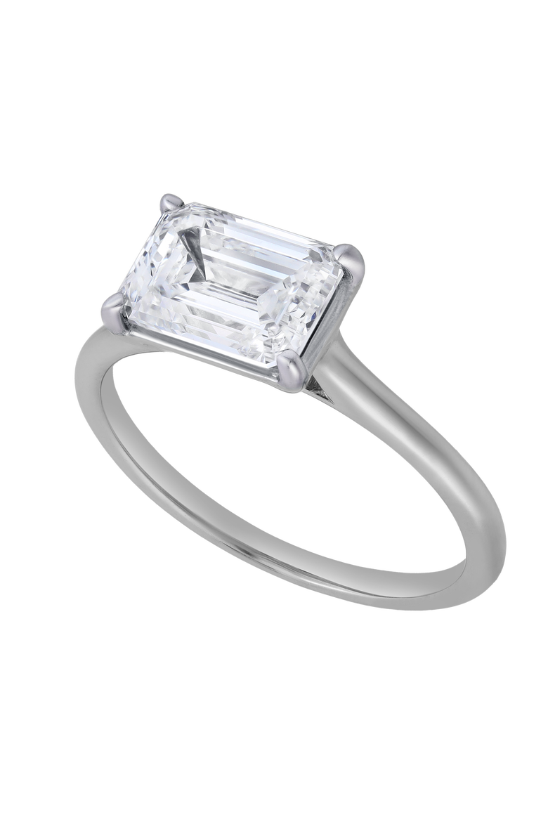 Posy 1.5 Ct Emerald East West 14K Gold Lab Grown Diamond Ring, Alternate, color, 14K White Gold