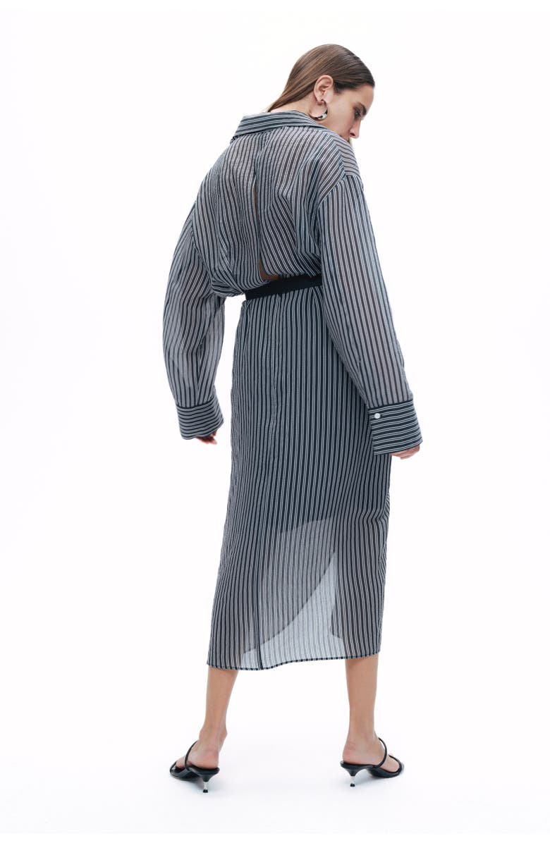 Nocturne Striped Sheer Shirt Dress, Alternate, color, 