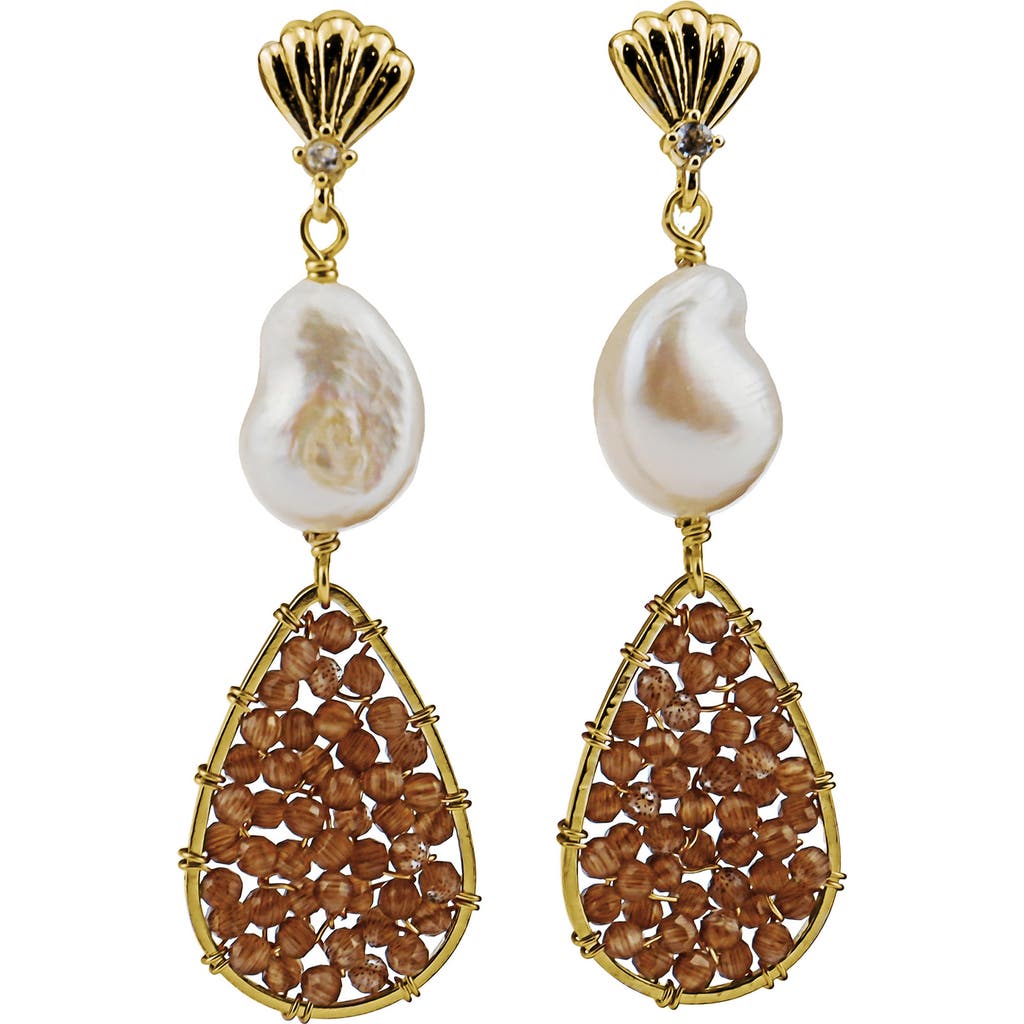 Panacea Cultured Freshwater Pearl & Crystal Beaded Drop Earrings In Brown