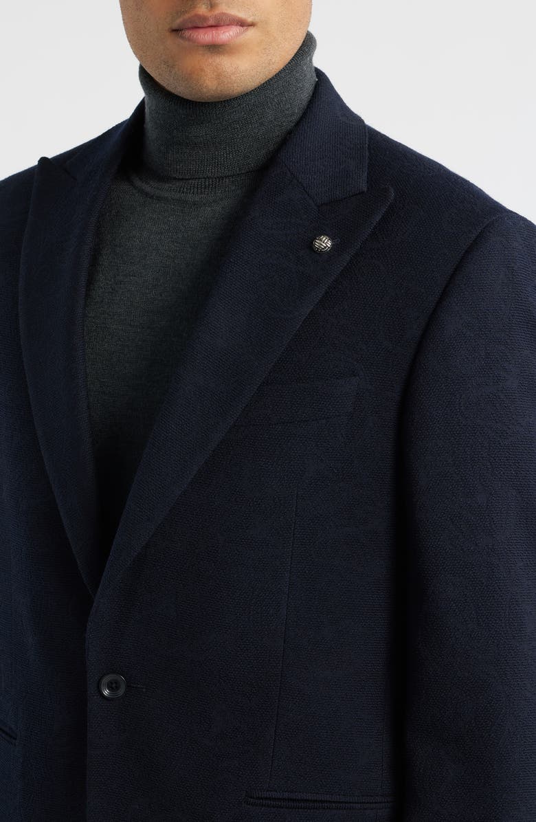 Jack Victor Erie Peak Lapel Navy Textured Wool Blazer, Alternate, color, Navy