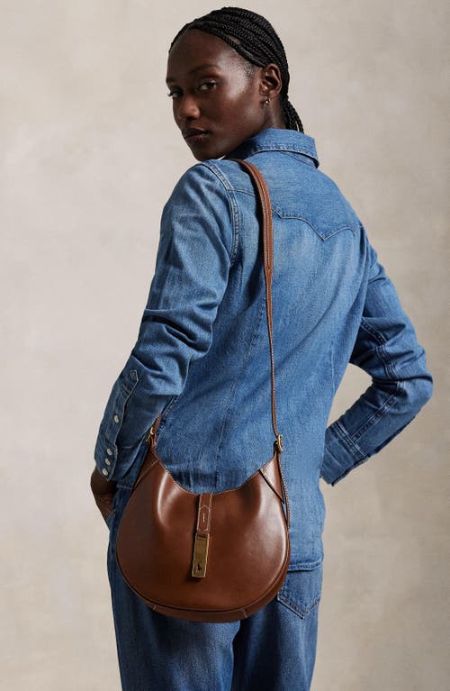 Polo Ralph Lauren Womens Cuoio Polo Id Small Leather Shoulder Bag In Brown