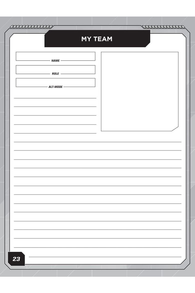 Transformers Roleplaying Game Expanded Character Sheet Journal, Alternate, color, Multicolored