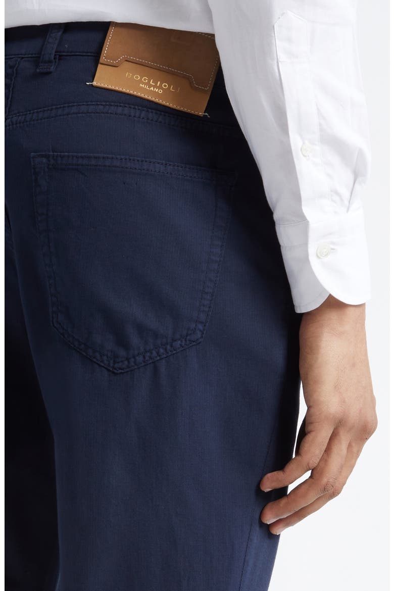 Five-Pocket Cotton Stretch Herringbone Slim Fit Pants, Alternate, color, NAVY