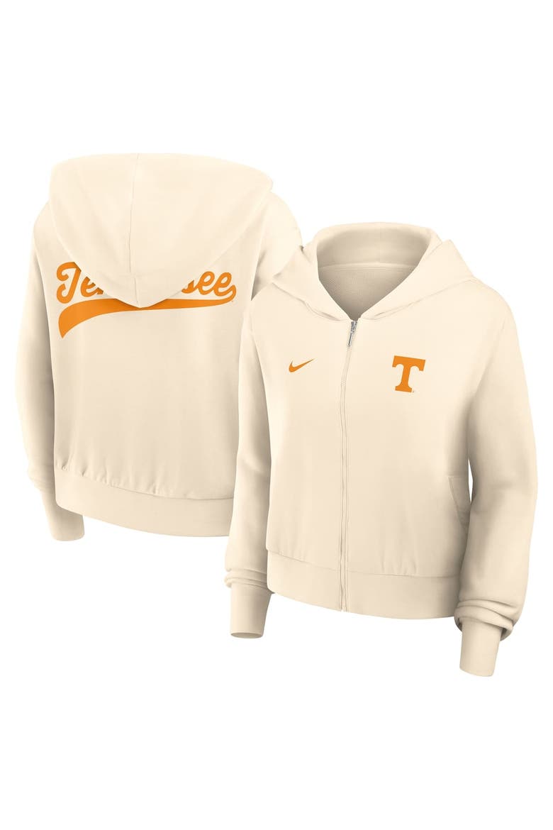 Women's Nike Cream Tennessee Volunteers Cropped Chill Full-Zip Hoodie, Main, color, Cream