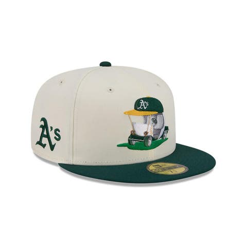 Men's New Era  Cream/Green Athletics Bullpen Cart 59FIFTY Fitted Hat
