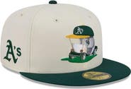 New Era Men's New Era Cream/Green Athletics Bullpen Cart 59FIFTY Fitted Hat