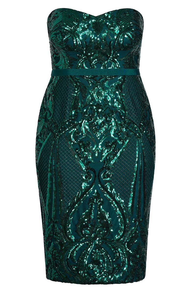 City Chic Sofia Sequin Sheath Cocktail Dress, Alternate, color, Emerald