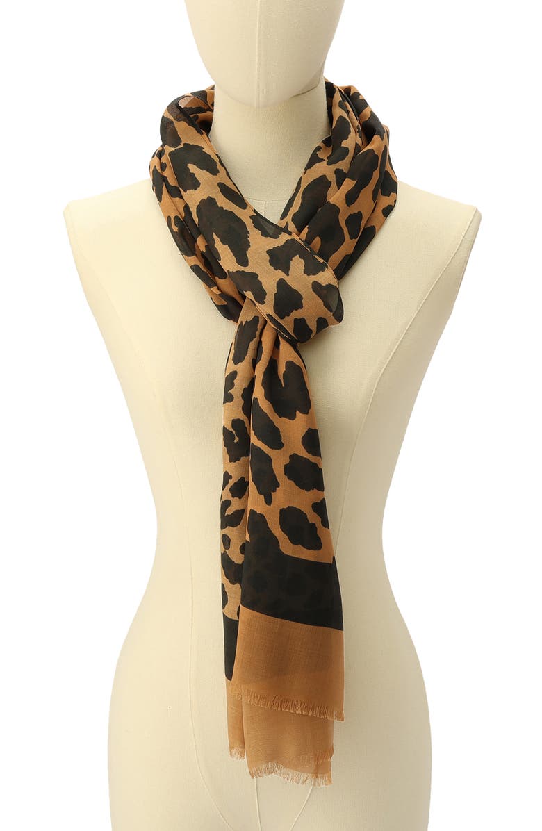 Kate Spade New York regal leopard modal oblong scarf, Alternate, color, 
