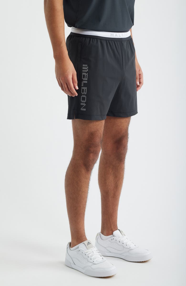 Malbon Golf MRC Tech Water Repellent Running Shorts, Alternate, color, Jet Black
