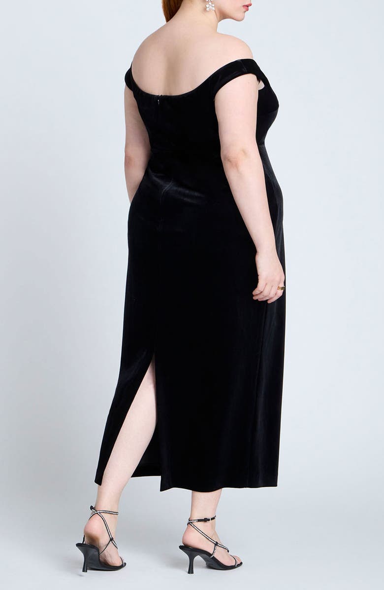 ELOQUII Off the Shoulder Velvet Cocktail Dress, Alternate, color, 