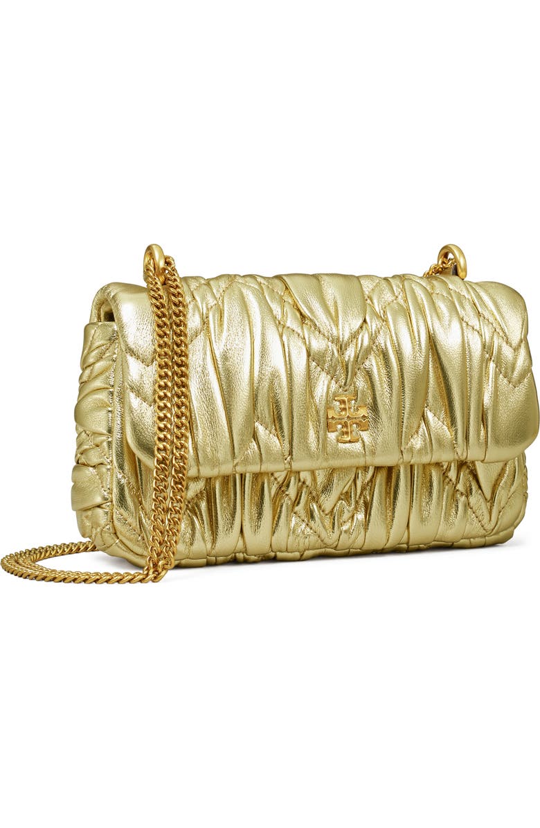 Tory Burch Mini Kira Metallic Ruched Convertible Leather Crossbody Bag, Alternate, color,