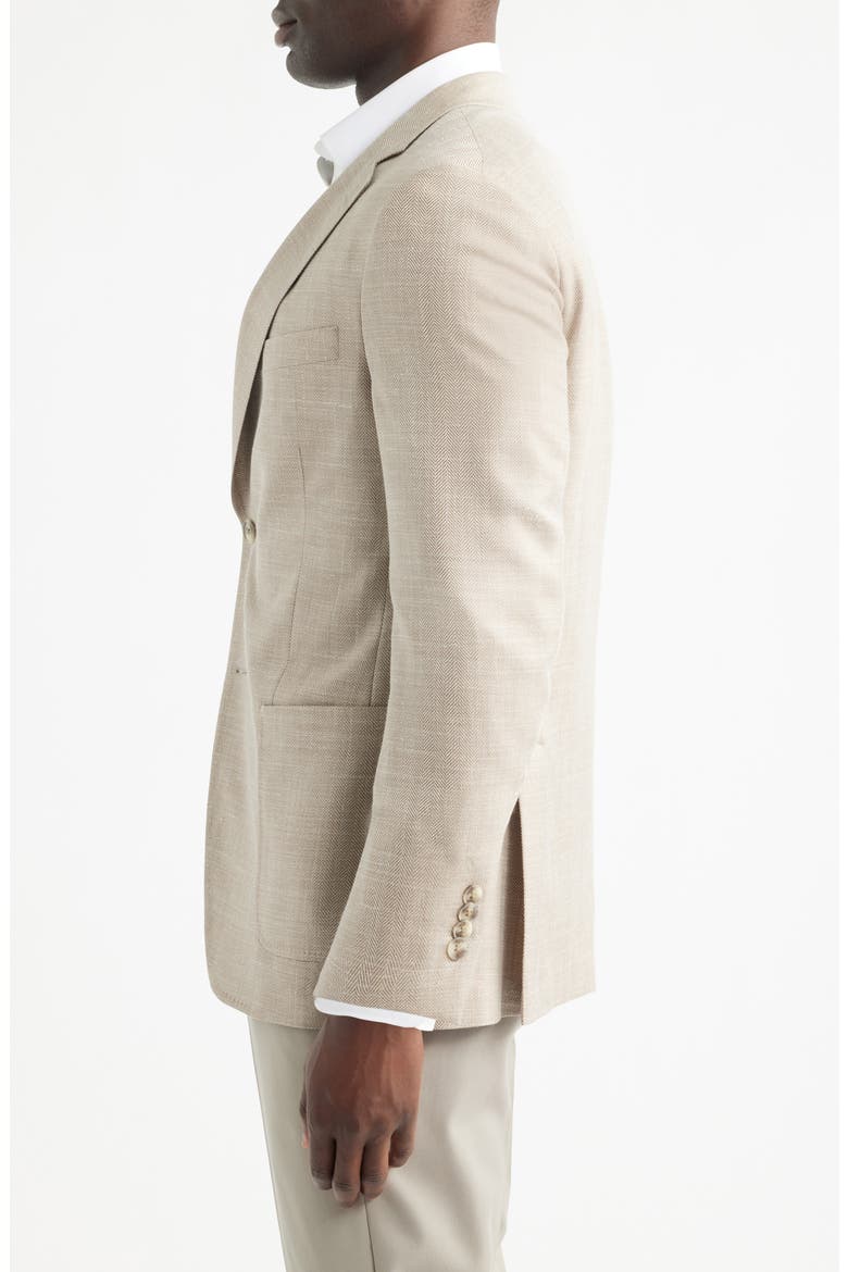 Hyperlight Soft Tan Wool & Silk Blend Herringbone Sport Coat, Alternate, color, TAN
