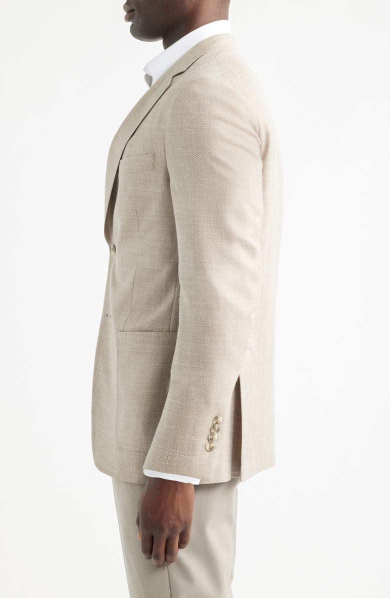 Peter Millar Hyperlight Soft Tan Wool & Silk Blend Herringbone Sport Coat, Alternate, color, Tan