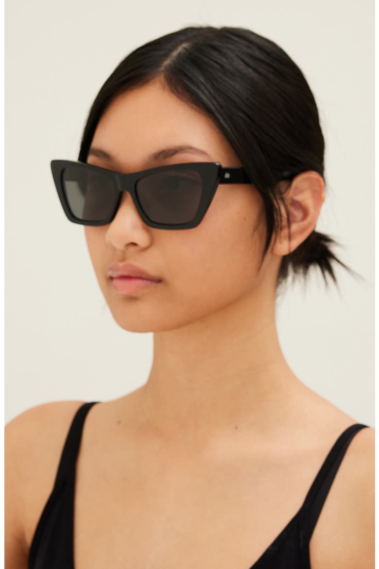 Wonderland 54mm Polarized Cat Eye Sunglasses, Alternate, color, BLACK/ GREY