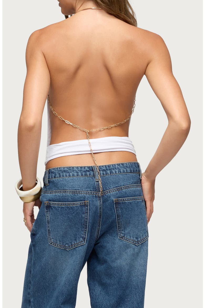 Damarey Backless Chain Halter Top, Alternate, color, WHITE