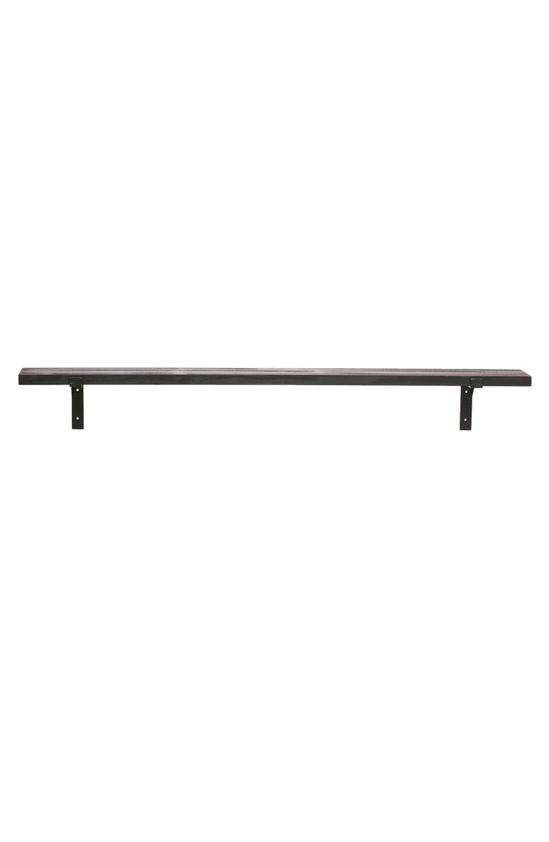 Storied Home Large Mounted Wood and Metal Wall Shelf, Black, Main, color, Black