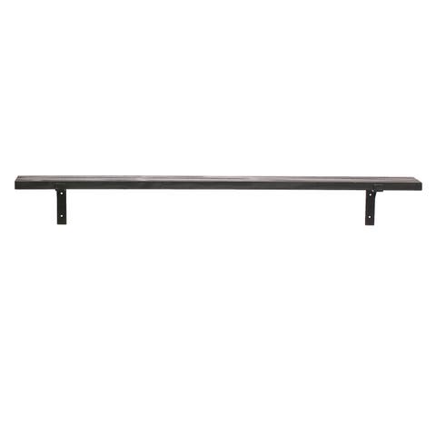 Large Mounted Wood and Metal Wall Shelf, Black