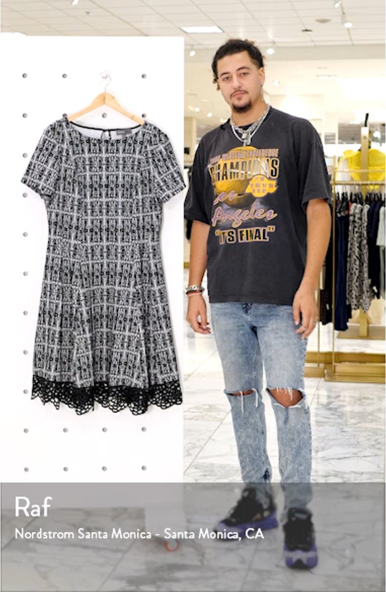 Crochet Hem Fit & Flare Knit Dress, sales video thumbnail