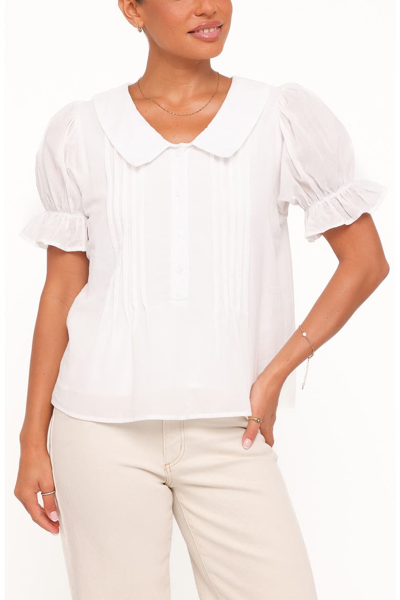 Aisling Pleated Cotton Top, Main, color, WHITE