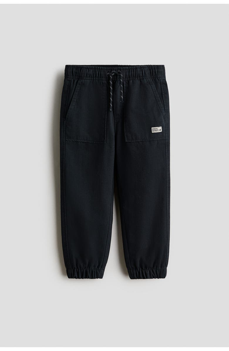 H&M Cotton Twill Joggers, Main, color, Black