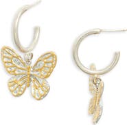 VIDAKUSH Duotone Butterfly Charm Hoop Earrings