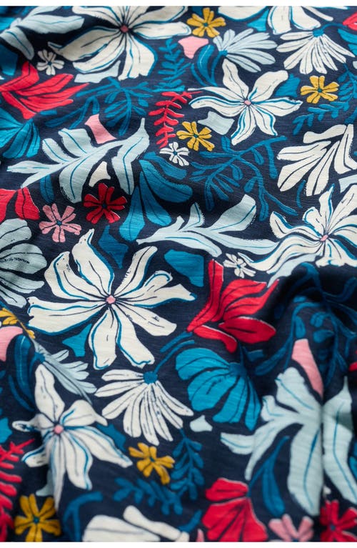 Seasalt Cornwall Chateaux Floral Print Organic Cotton Midi Dress In Seaweed Flower Maritime