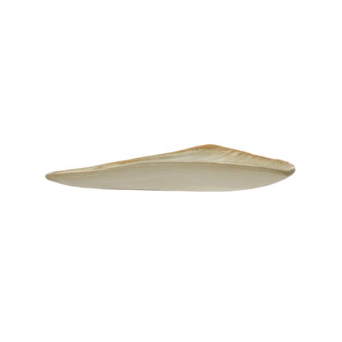 Storied Home Stoneware Pleated Plate, Reactive Glaze In White