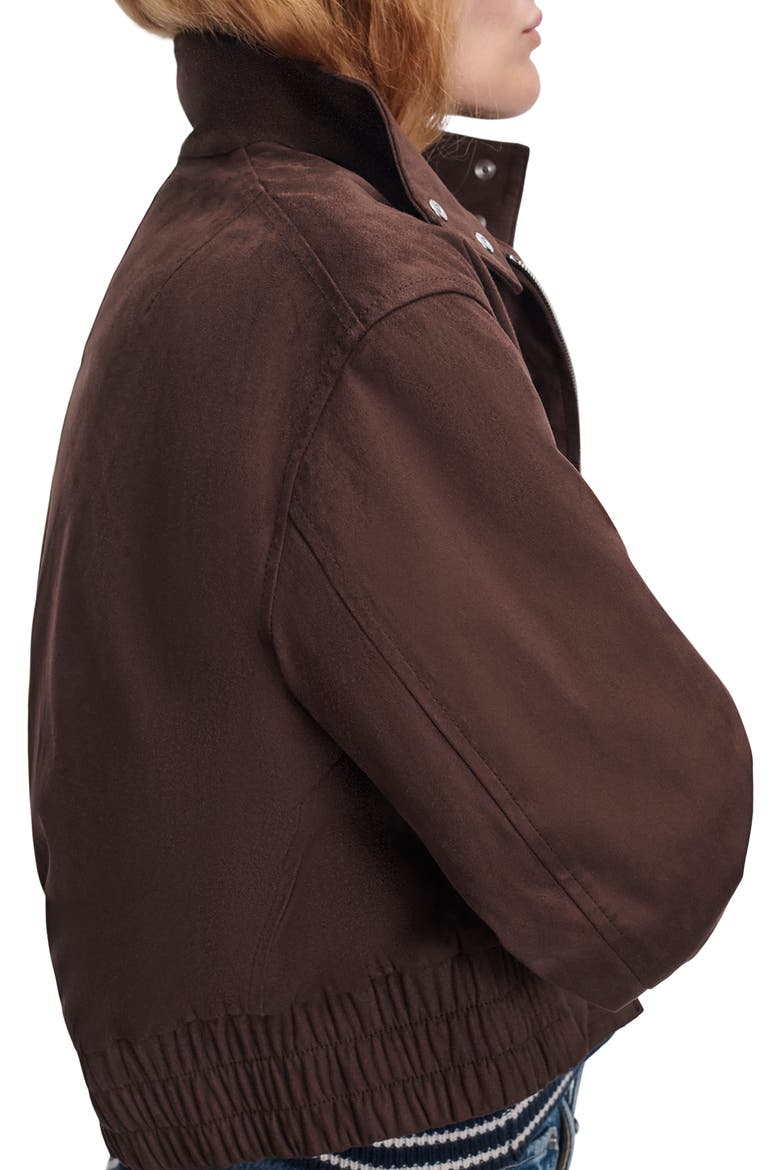 Eliza Faux Suede Bomber Jacket, Alternate, color, DARK BROWN