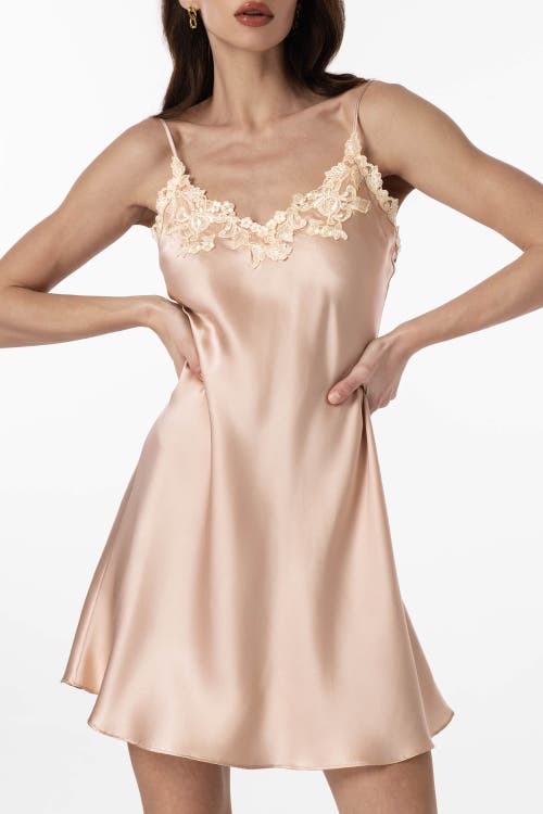 Silksilky Mulberry Silk V-back Lace Nightgown Slip Dress