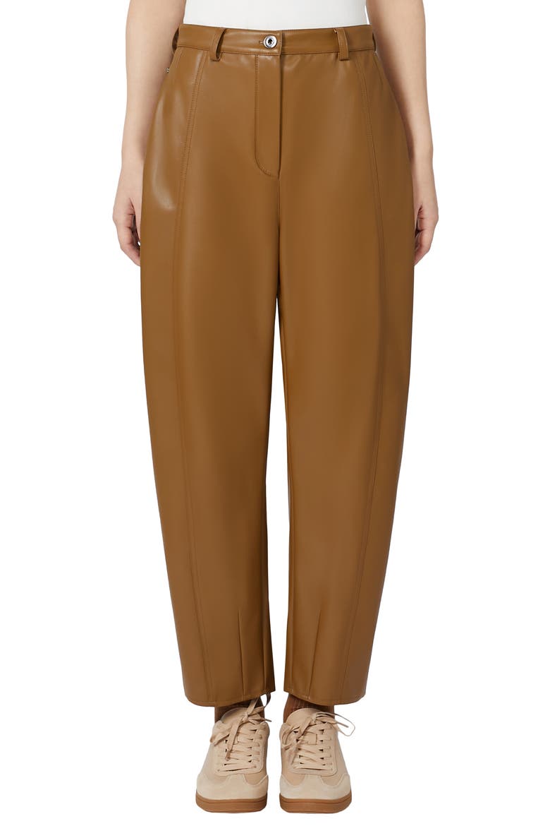 Anselmo Faux Leather Straight Leg Pants, Main, color, TOBACCO