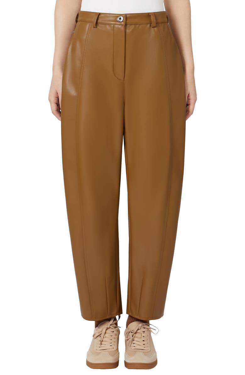 MM by Max Mara Anselmo Faux Leather Straight Leg Pants, Main, color, Tobacco