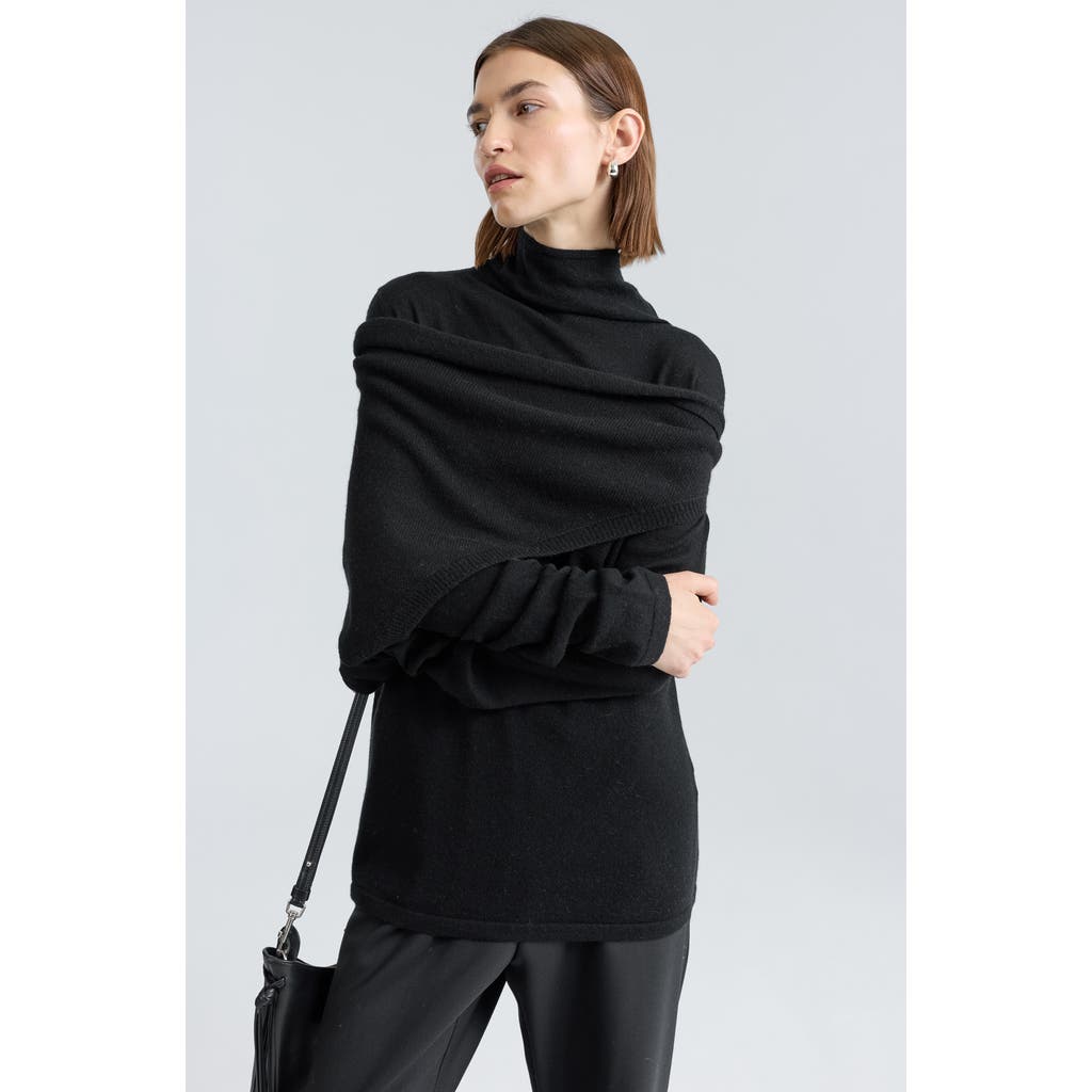 Almina Concept Funnel Wool/cash Turtleneck In Black