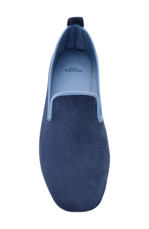 Mango Velour Loafer In Blue