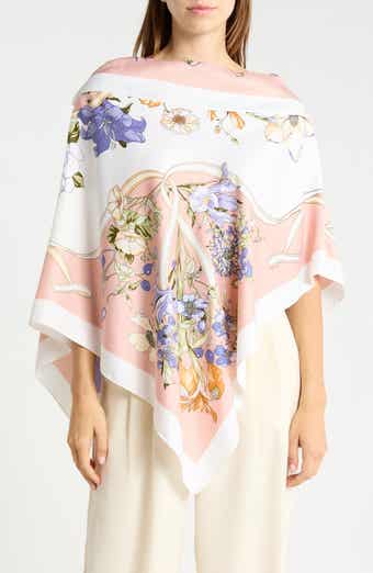 Foral Print Satin Poncho
