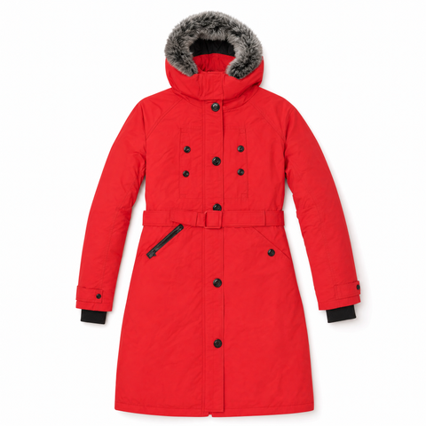 Double-breasted Belted Long Parka