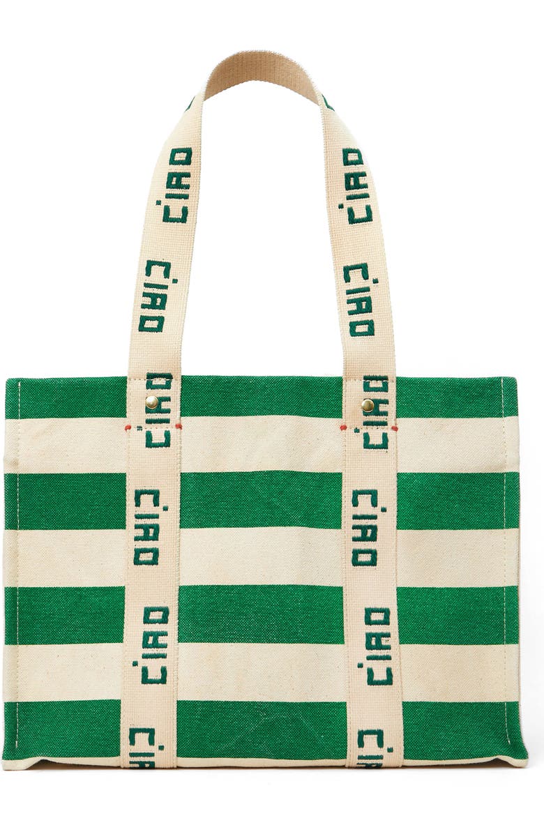 Clare V. Noemie Stripe Cotton Canvas Tote, Main, color,
