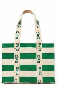 Clare V. Noemie Stripe Cotton Canvas Tote