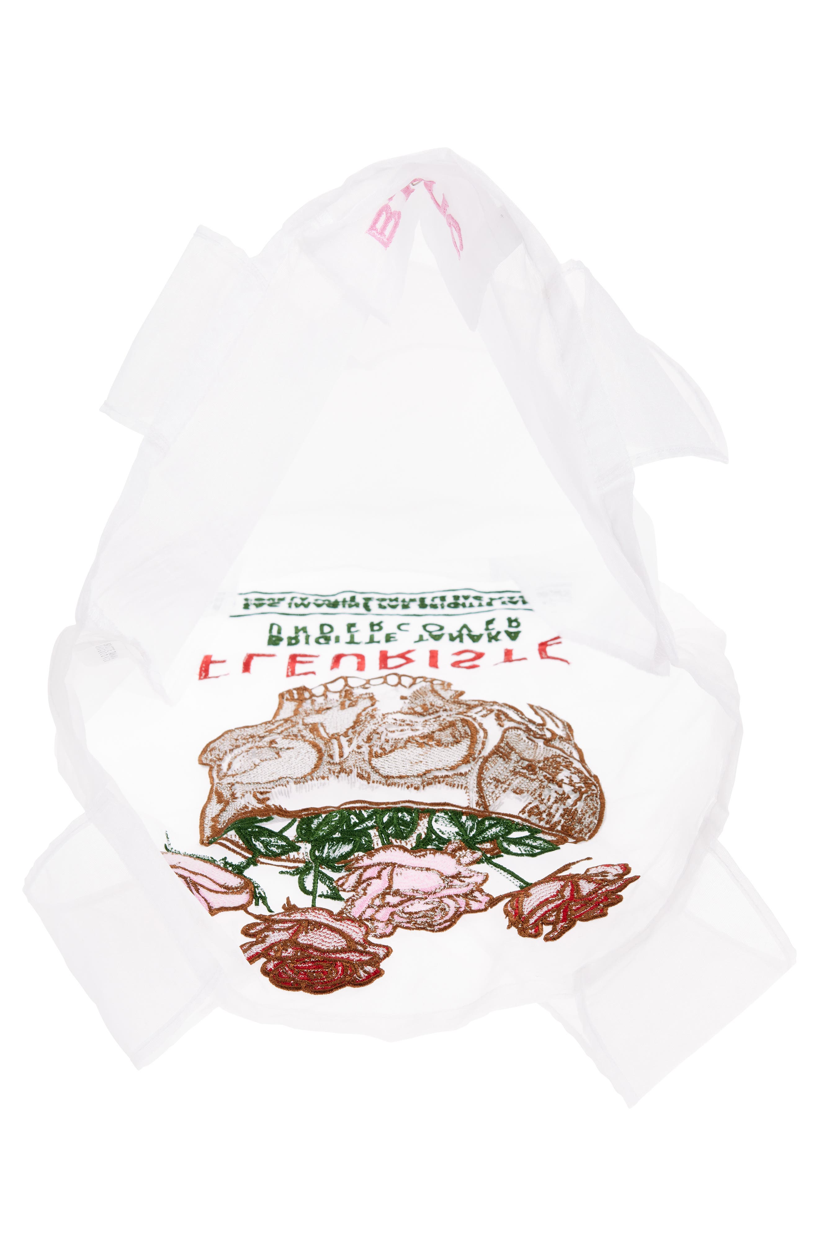 Undercover x Brigitte Tanaka Flower Skull Embroidered Organza Tote, Alternate, color, 