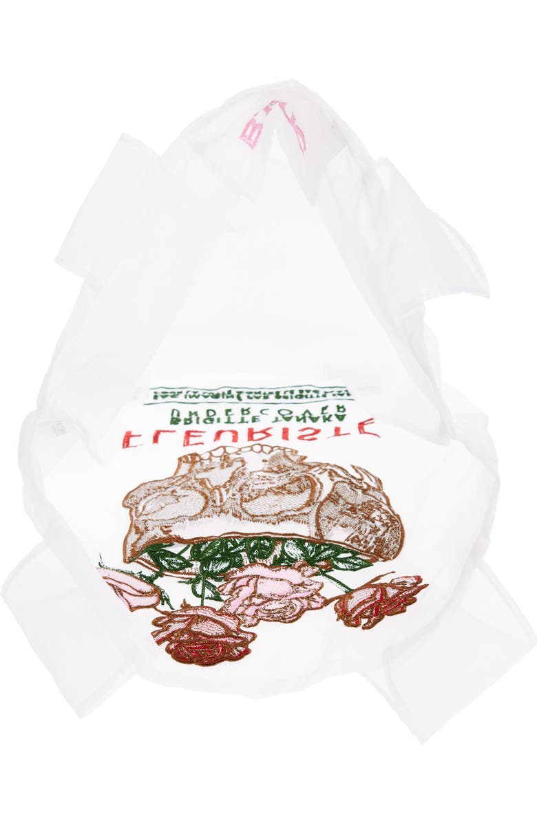 Undercover x Brigitte Tanaka Flower Skull Embroidered Organza Tote, Alternate, color,