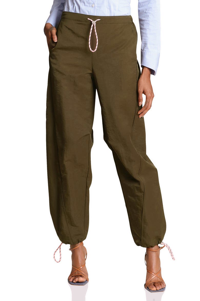 Drawcord Barrel Leg Pants, Main, color, MOSS