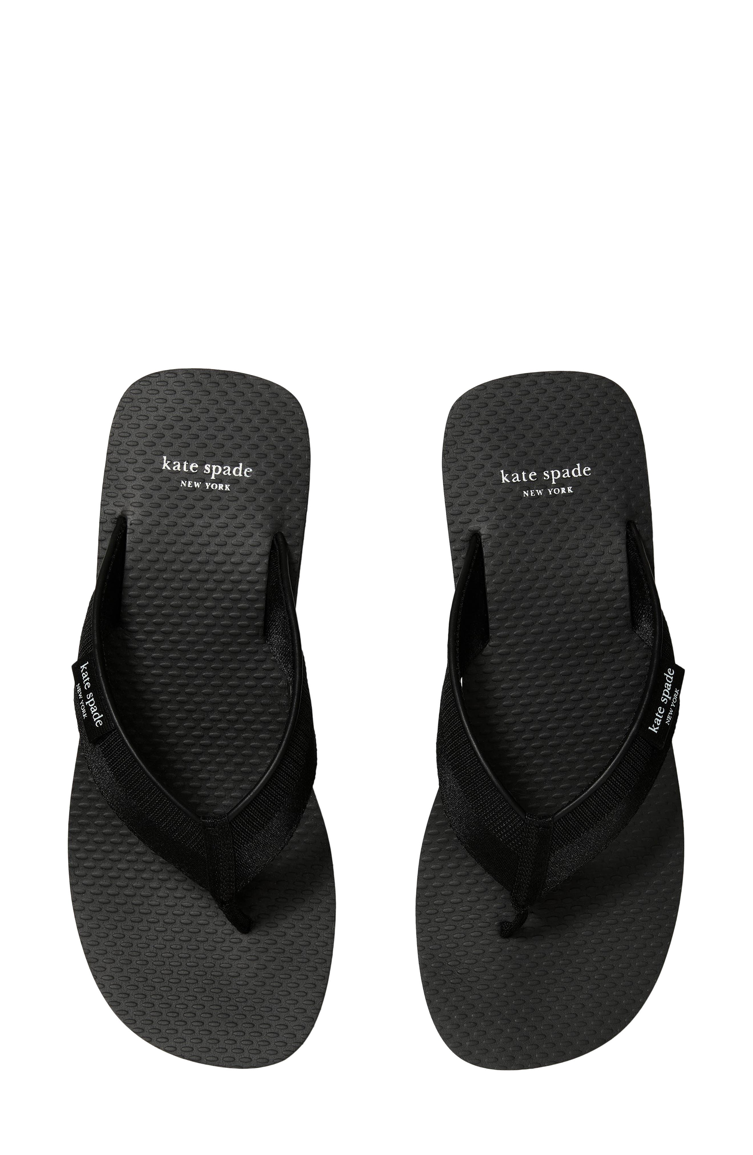 Kate Spade New York sam icon platform wedge flip flop, Alternate, color, Black