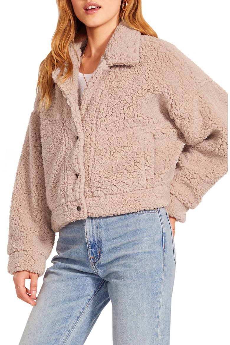 BB Dakota Faux Fur Bomber Jacket, Alternate, color, LIGHT TAUPE